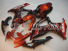 Suzuki GSXR600 GSXR750 2006-2007 Injection ABS Fairing - Flame - Black Orange - MFS2335 - Fairings Kit