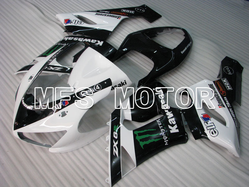 Kawasaki NINJA ZX6R 2005-2006 Injection ABS Fairing - Monster - Black White - MFS3811 - Fairings Kit