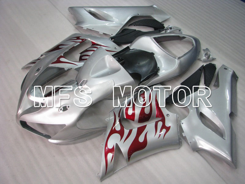 Kawasaki NINJA ZX6R 2005-2006 Injection ABS Fairing - Flame - Silver Red - MFS5695 - Fairings Kit