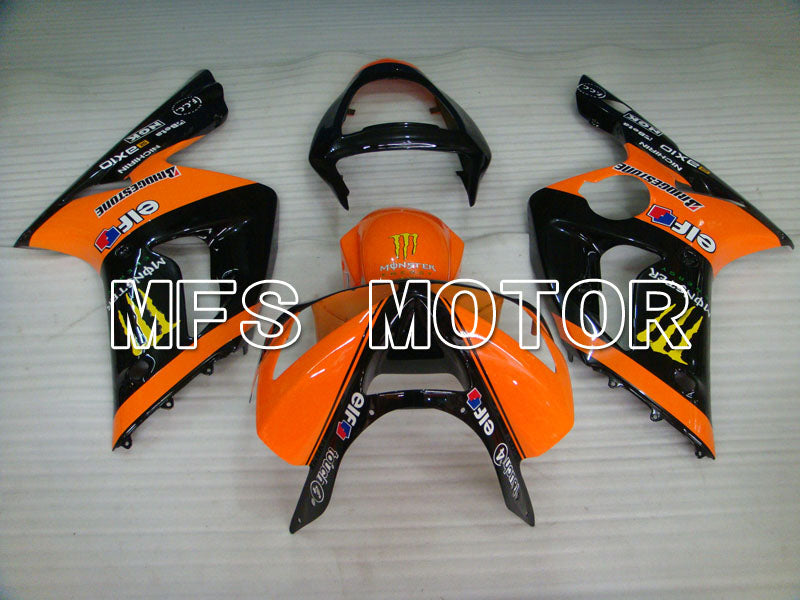 Kawasaki NINJA ZX6R 2003-2004 Injection ABS Fairing - Monster - Black Orange - MFS3716 - Fairings Kit