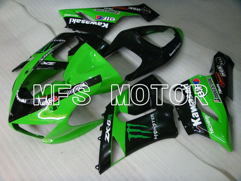 Kawasaki NINJA ZX6R 2005-2006 Injection ABS Fairing - Monster - Black Green - MFS3777 - Fairings Kit