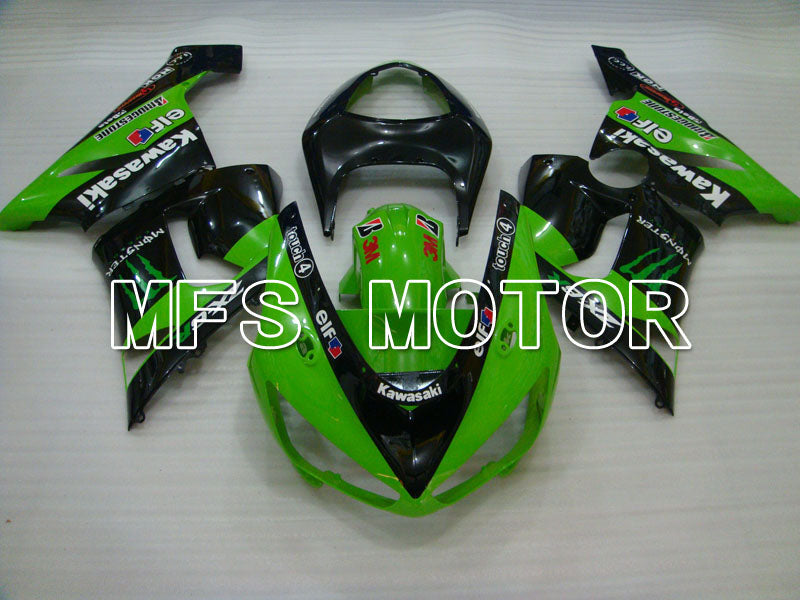 Kawasaki NINJA ZX6R 2005-2006 Injection ABS Fairing - Monster - Black Green - MFS3780 - Fairings Kit