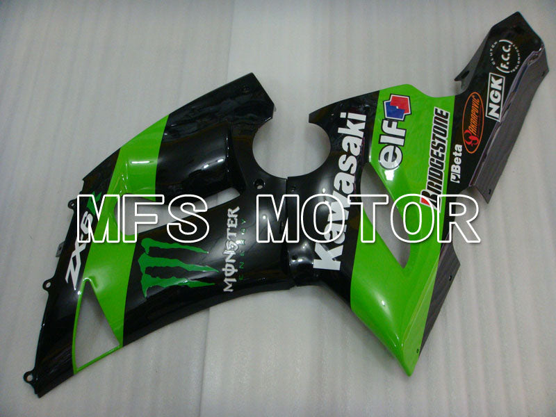 Kawasaki NINJA ZX6R 2005-2006 Injection ABS Fairing - Monster - Black Green - MFS3780 - Fairings Kit