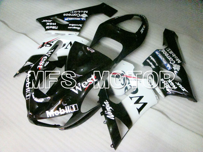 Kawasaki NINJA ZX6R 2005-2006 Injection ABS Fairing - West - Black White - MFS3814 - Fairings Kit