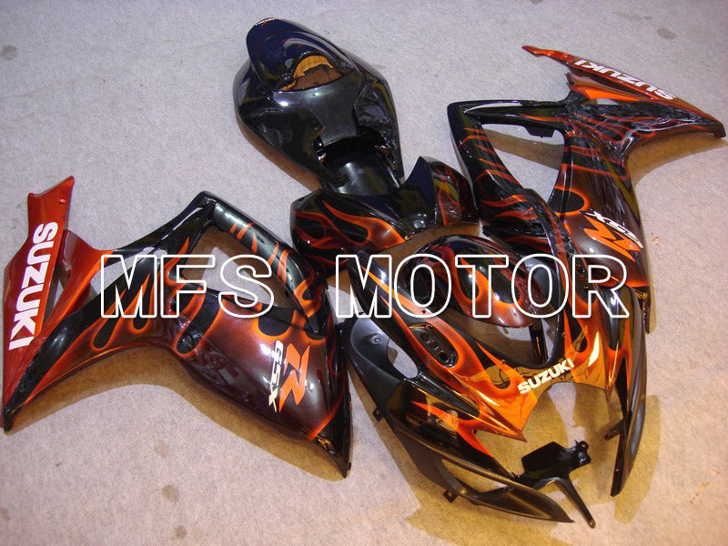 Suzuki GSXR600 GSXR750 2006-2007 Injection ABS Fairing - Flame - Black Orange - MFS4903 - Fairings Kit