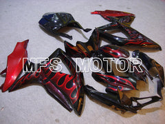 Suzuki GSXR600 GSXR750 2008-2010 Injection ABS Fairing - Flame - Black Red - MFS5049 - Fairings Kit