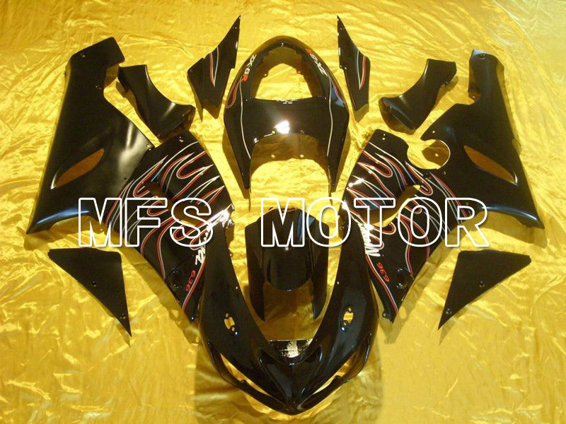 Kawasaki NINJA ZX6R 2005-2006 Injection ABS Fairing - Flame - Black Red - MFS5689 - Fairings Kit