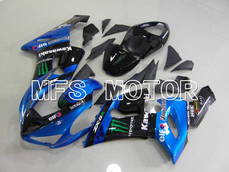 Kawasaki NINJA ZX6R 2005-2006 Injection ABS Fairing - Monster - Black Blue - MFS5709 - Fairings Kit