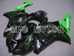 Kawasaki NINJA ZX6R 2007-2008 Injection ABS Fairing - Flame - Black Green - MFS5746 - Fairings Kit